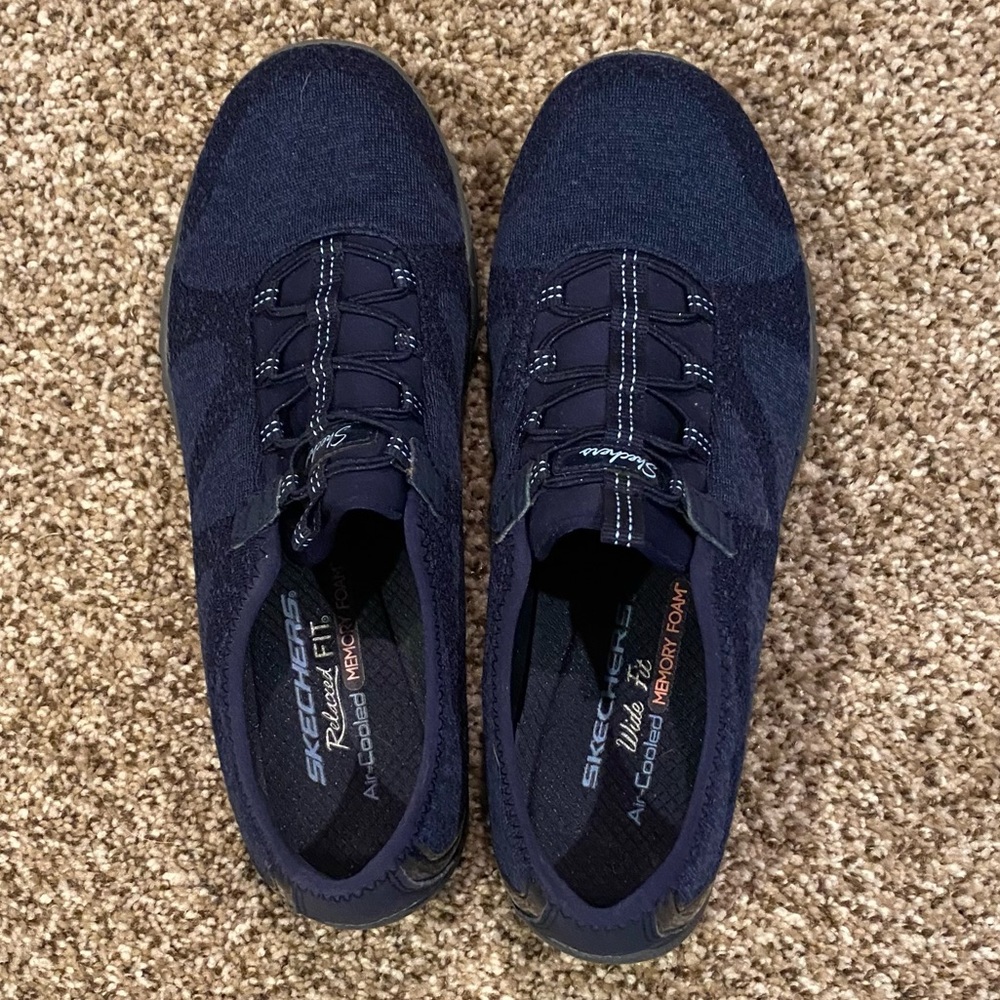 Sketchers Navy Air Cooled Memory Foam slip on shoe